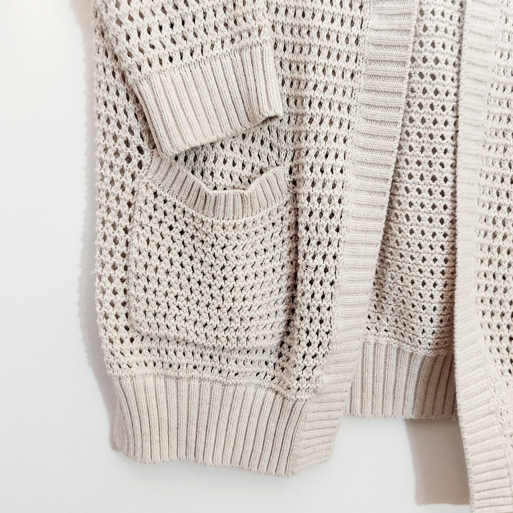 GAP Cardigan Long Sweater with Pockets, Creamy Grey Color, Size Medium - Picture 4 of 11